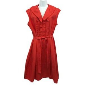 La Via 18 Orange Belted Cotton Dress 50